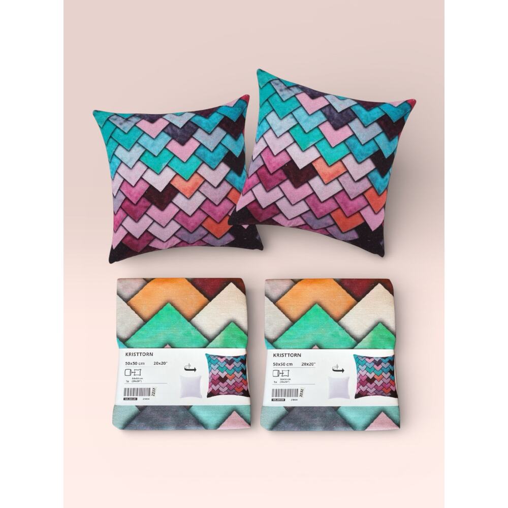 IKEA Decorative Pillow Cases Geometric Chevron Kristtorn Boho Dorm - TWO Covers